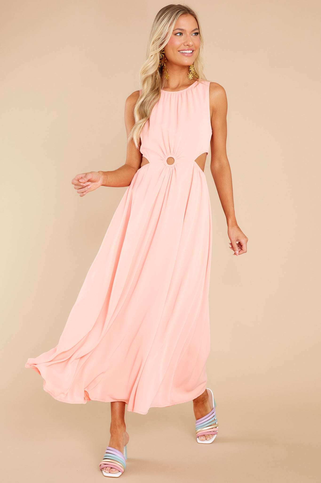 Wander With Me Peach Maxi Dress