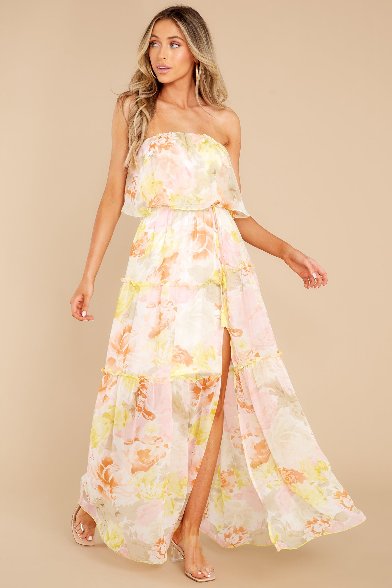 Sweetest Love Story Yellow Multi Floral Maxi Dress