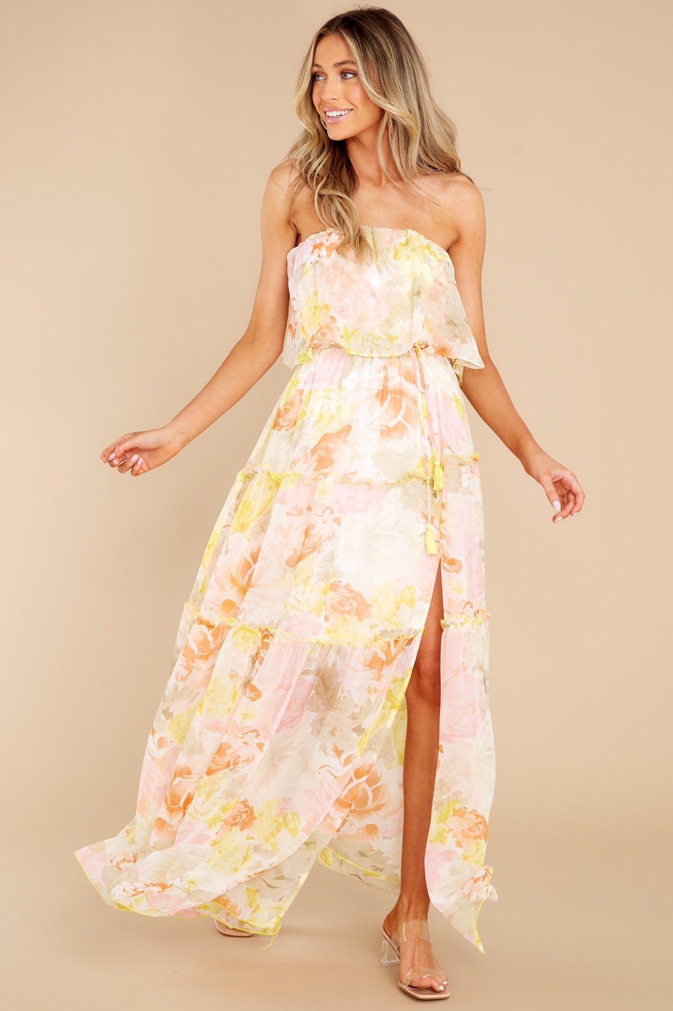 Sweetest Love Story Yellow Multi Floral Maxi Dress