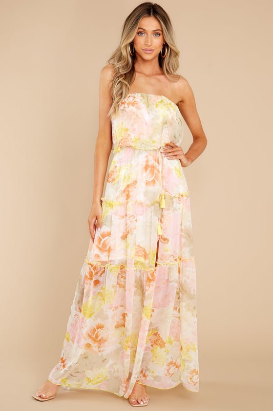 Sweetest Love Story Yellow Multi Floral Maxi Dress