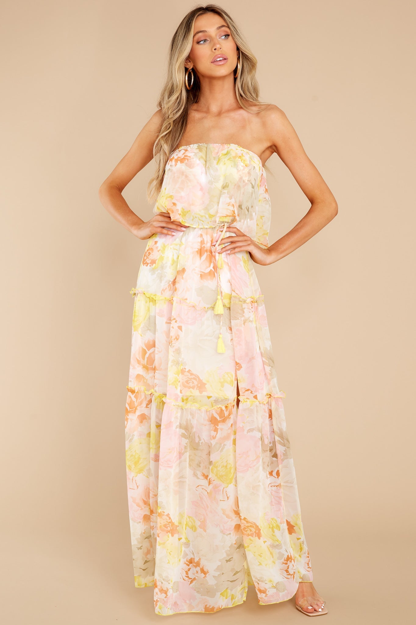 Sweetest Love Story Yellow Multi Floral Maxi Dress