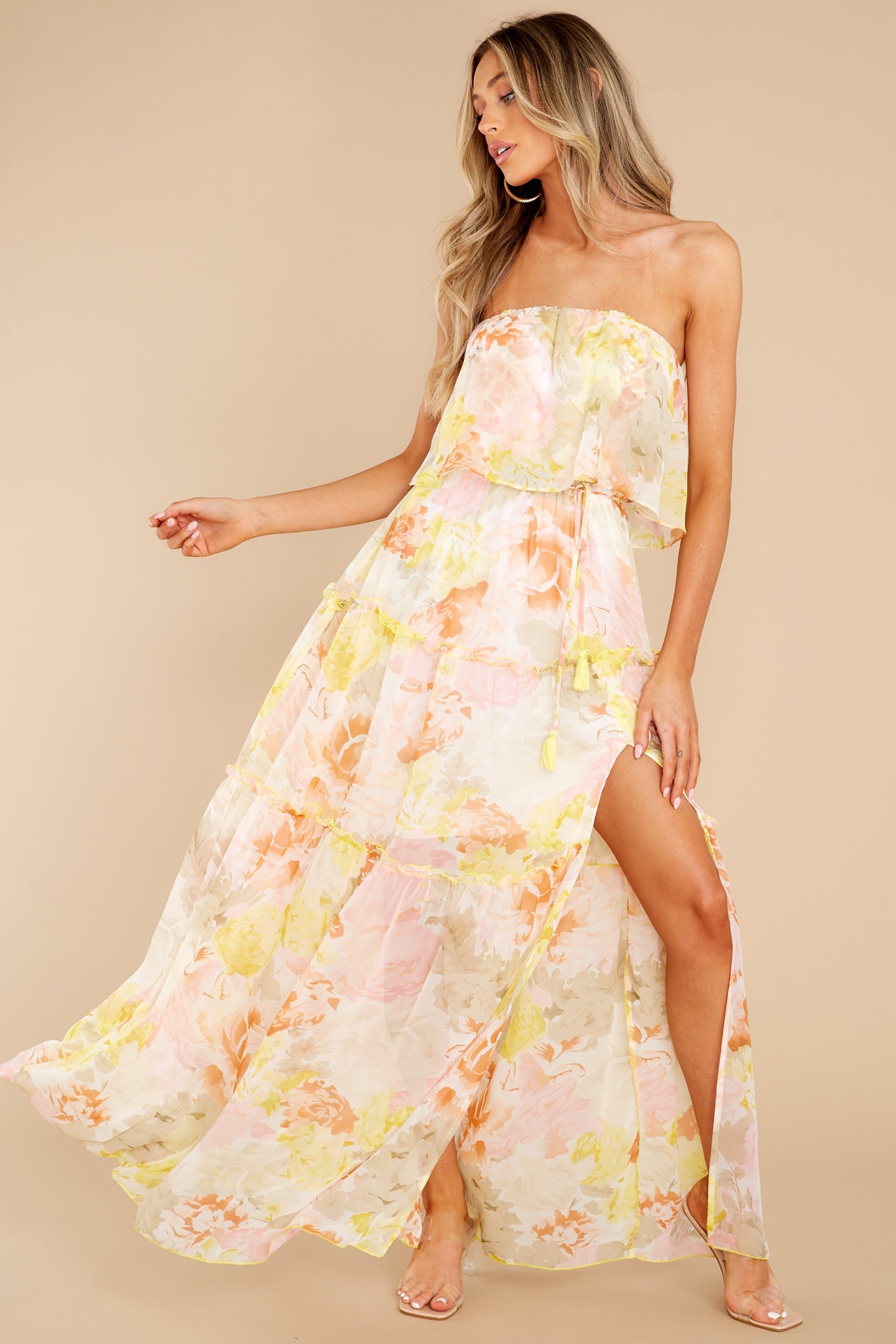 Sweetest Love Story Yellow Multi Floral Maxi Dress