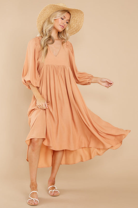 Sweet Interlude Apricot High-Low Dress