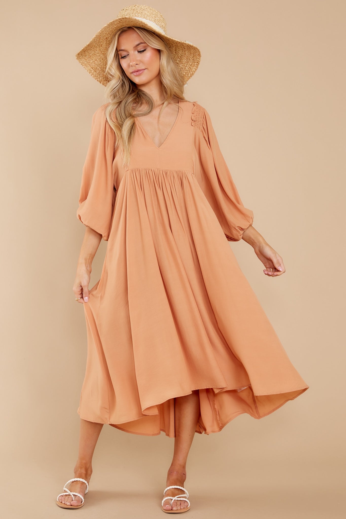 Sweet Interlude Apricot High-Low Dress