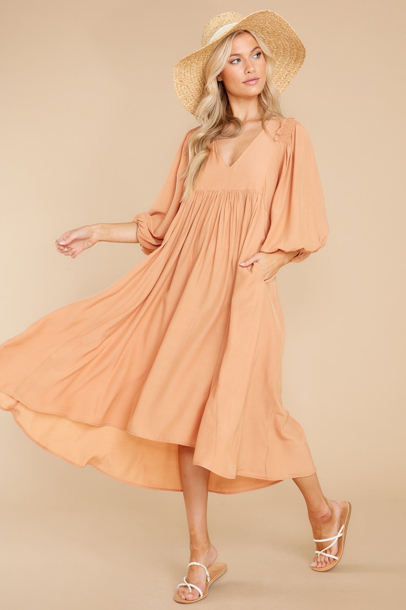 Sweet Interlude Apricot High-Low Dress