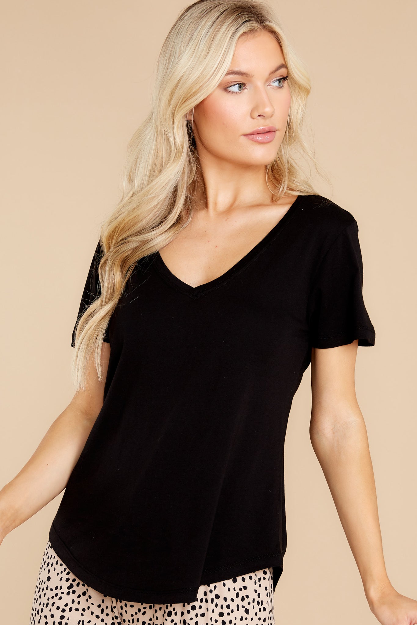 Kasey Black Modal V-Neck Tee