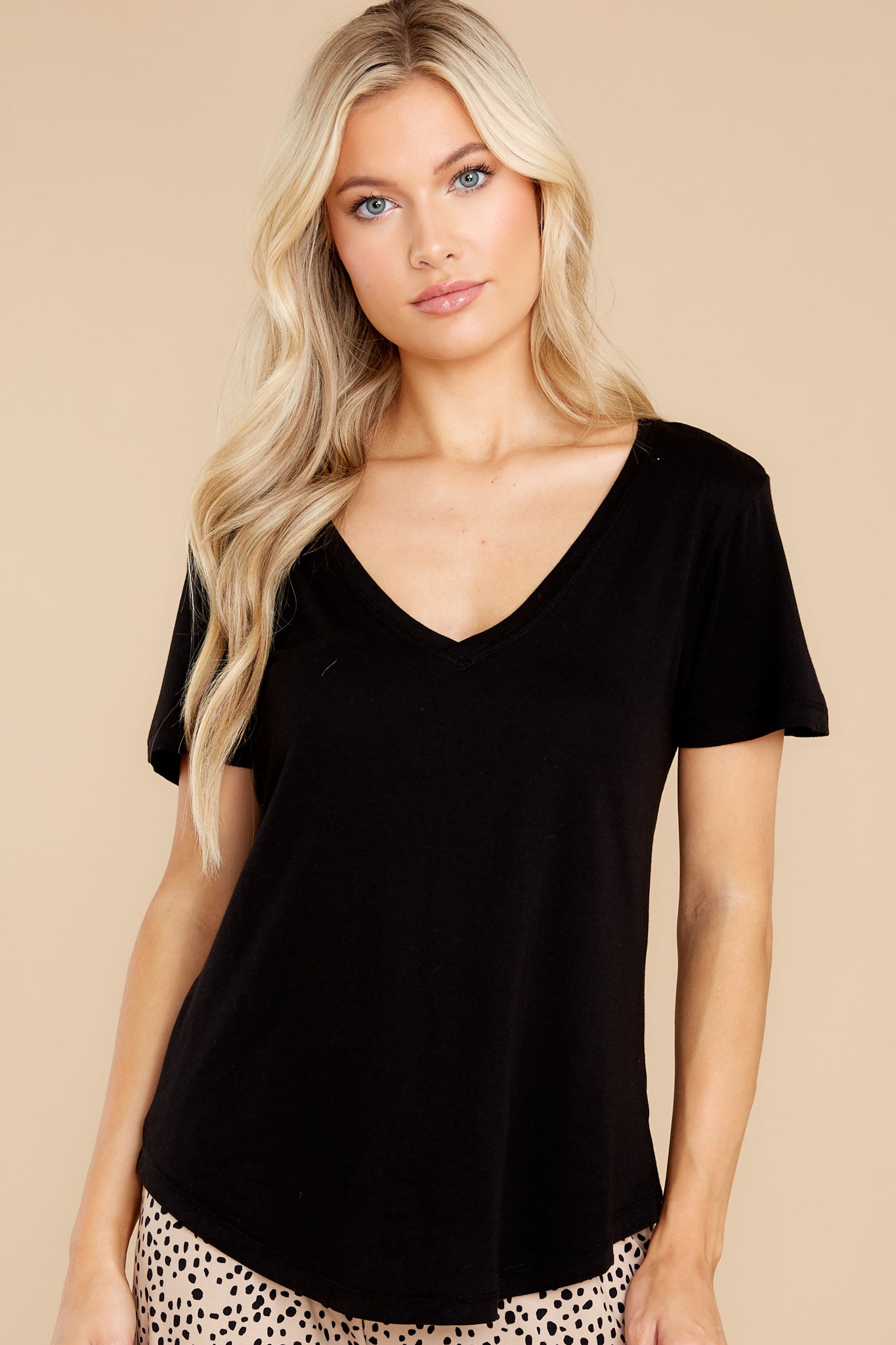 Kasey Black Modal V-Neck Tee