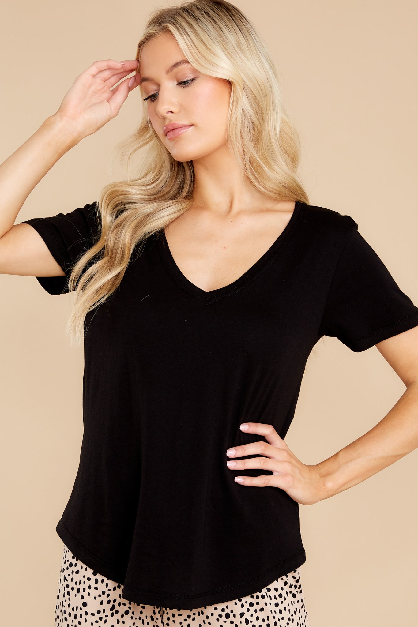 Kasey Black Modal V-Neck Tee