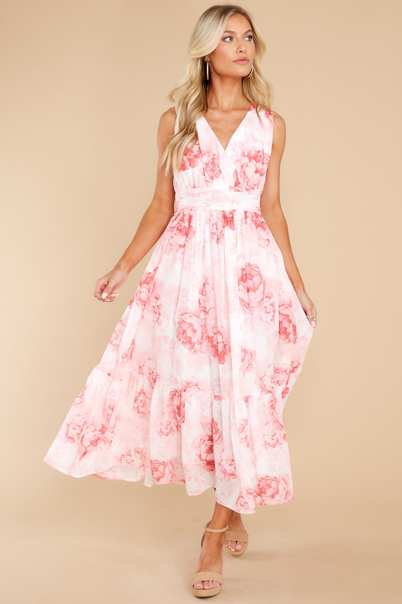 Always A Classic Pink Floral Print Midi Dress