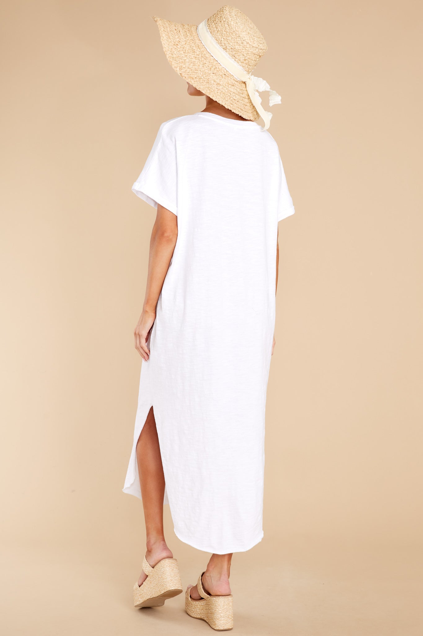 Leia White Slub Midi Dress