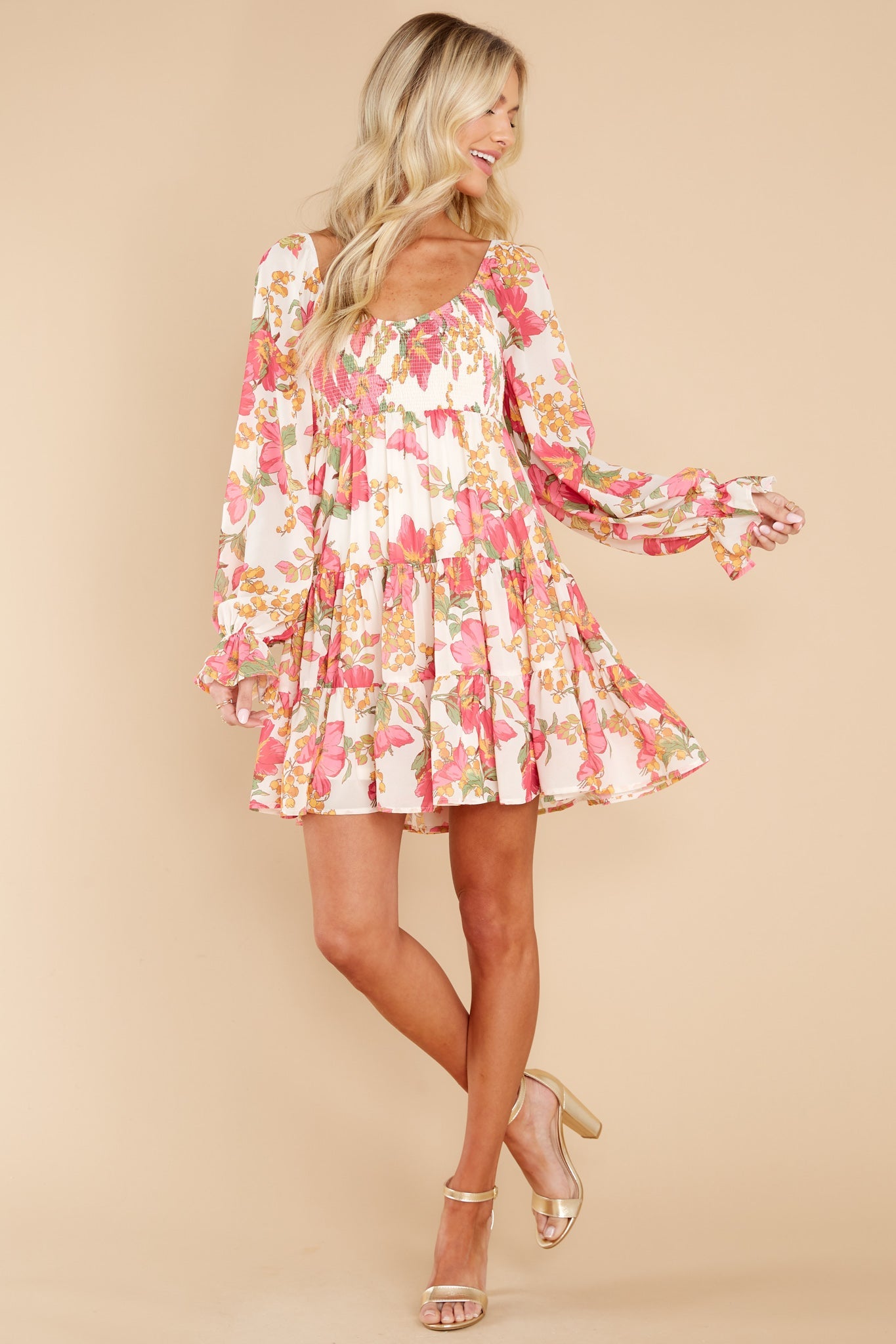 Inner Sweetness Ivory Multi Floral Print Dress