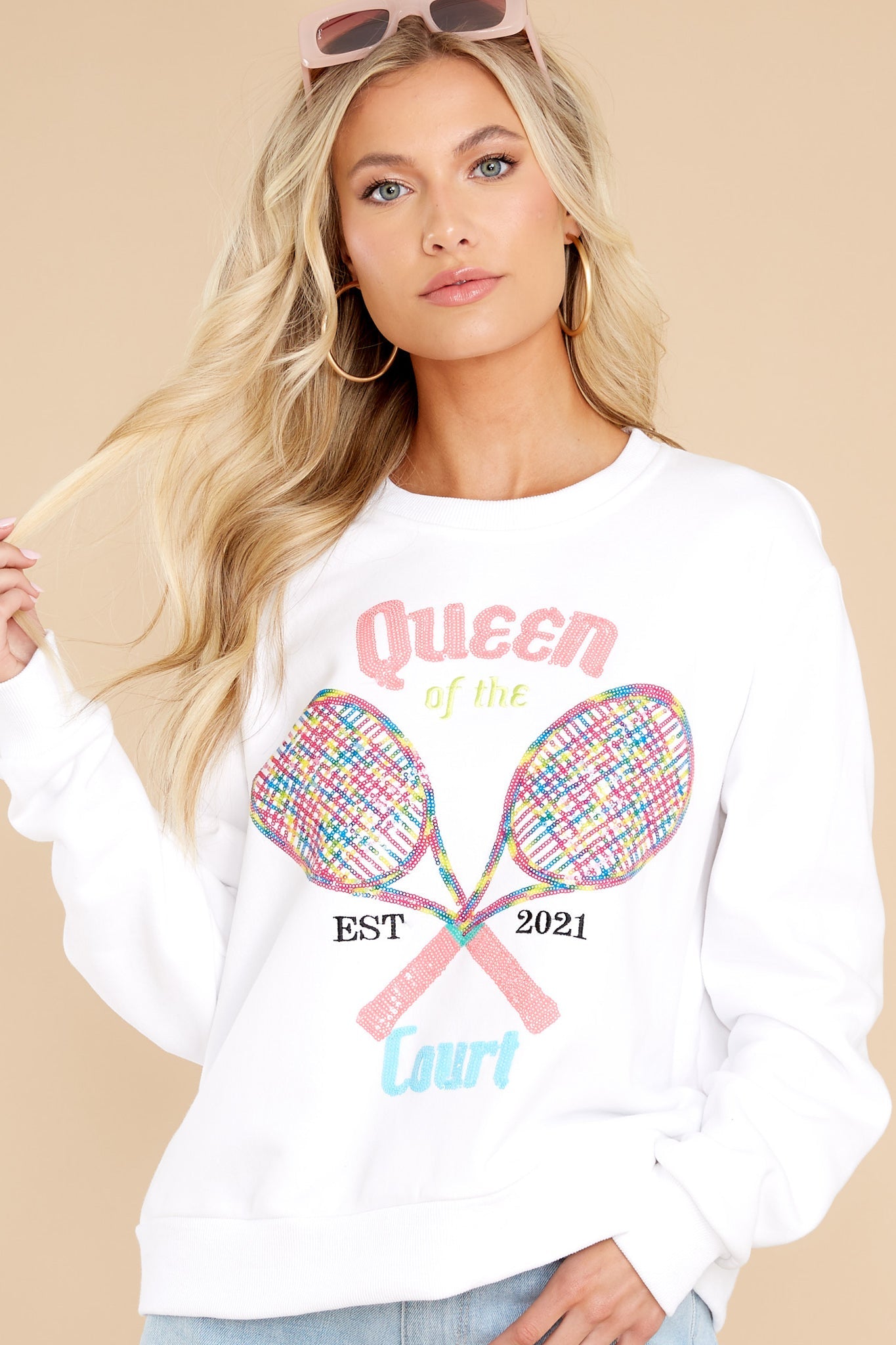 Queen Of The Courts White Sweatshirt