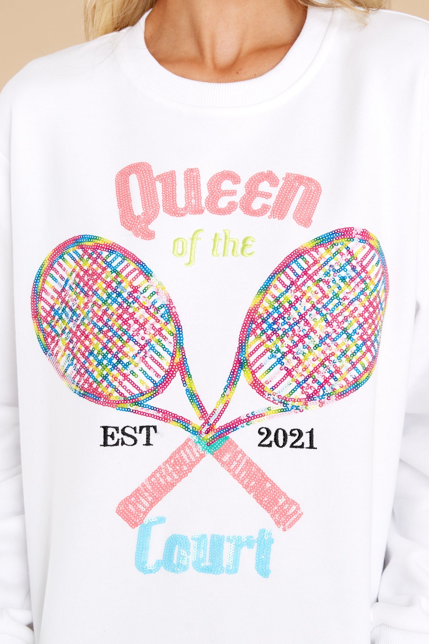 Queen Of The Courts White Sweatshirt