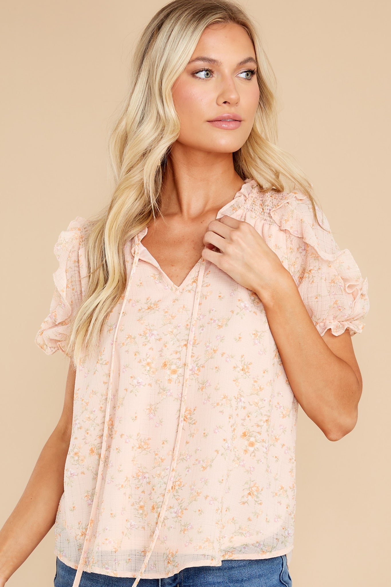 A Pretty Sight Blush Floral Print Top