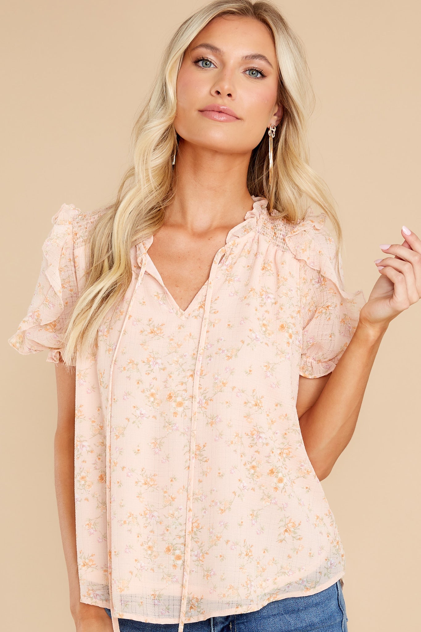 A Pretty Sight Blush Floral Print Top