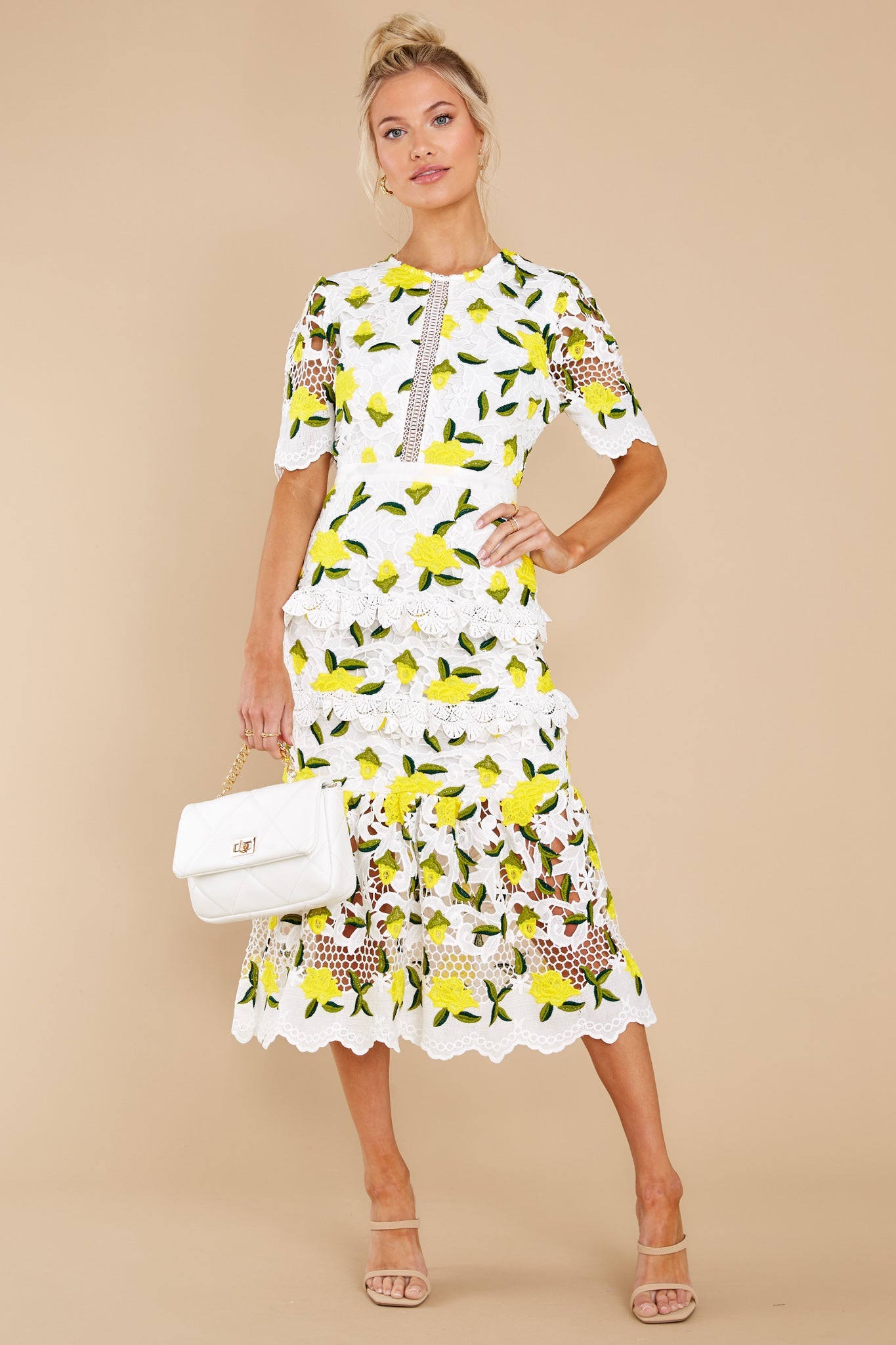 All I Wanted Yellow Floral Lace Midi Dress