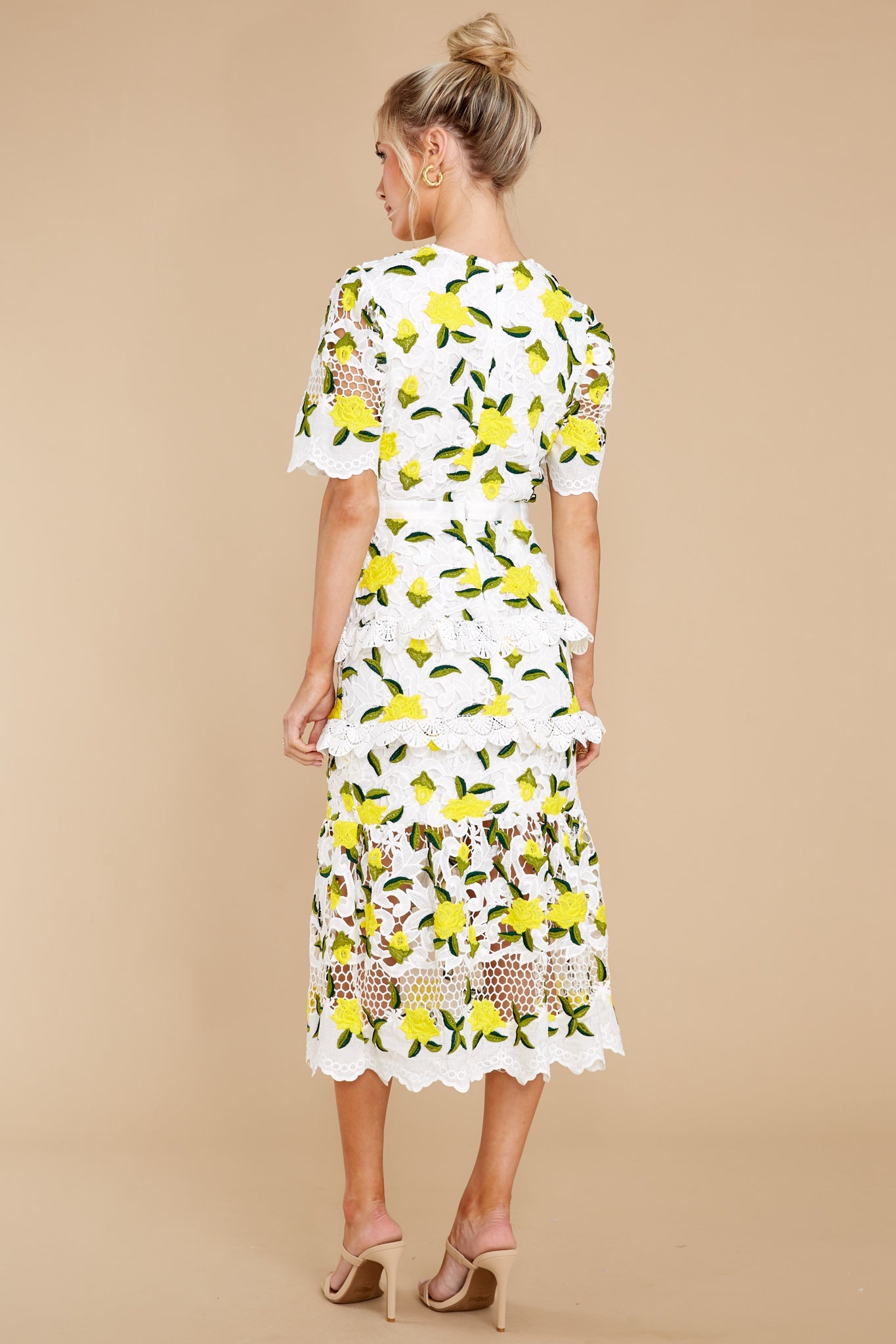 All I Wanted Yellow Floral Lace Midi Dress
