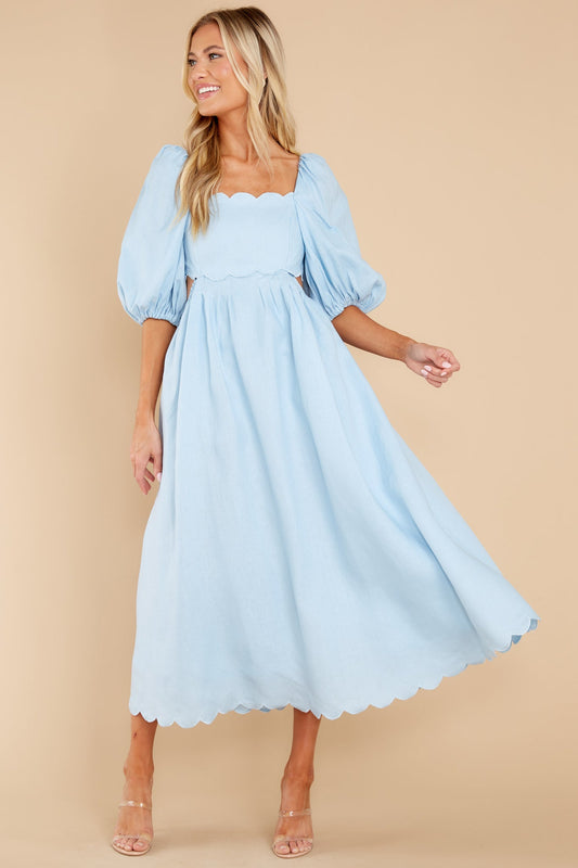 Endless Romance Light Blue Midi Dress