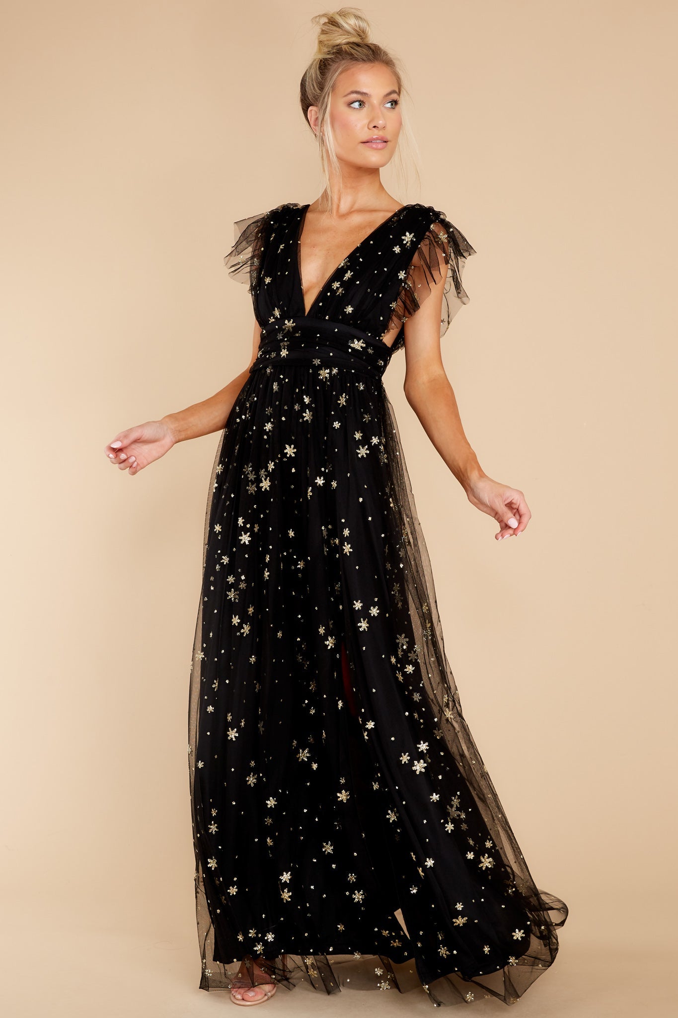 Stargazing Sparkle Black Maxi Dress