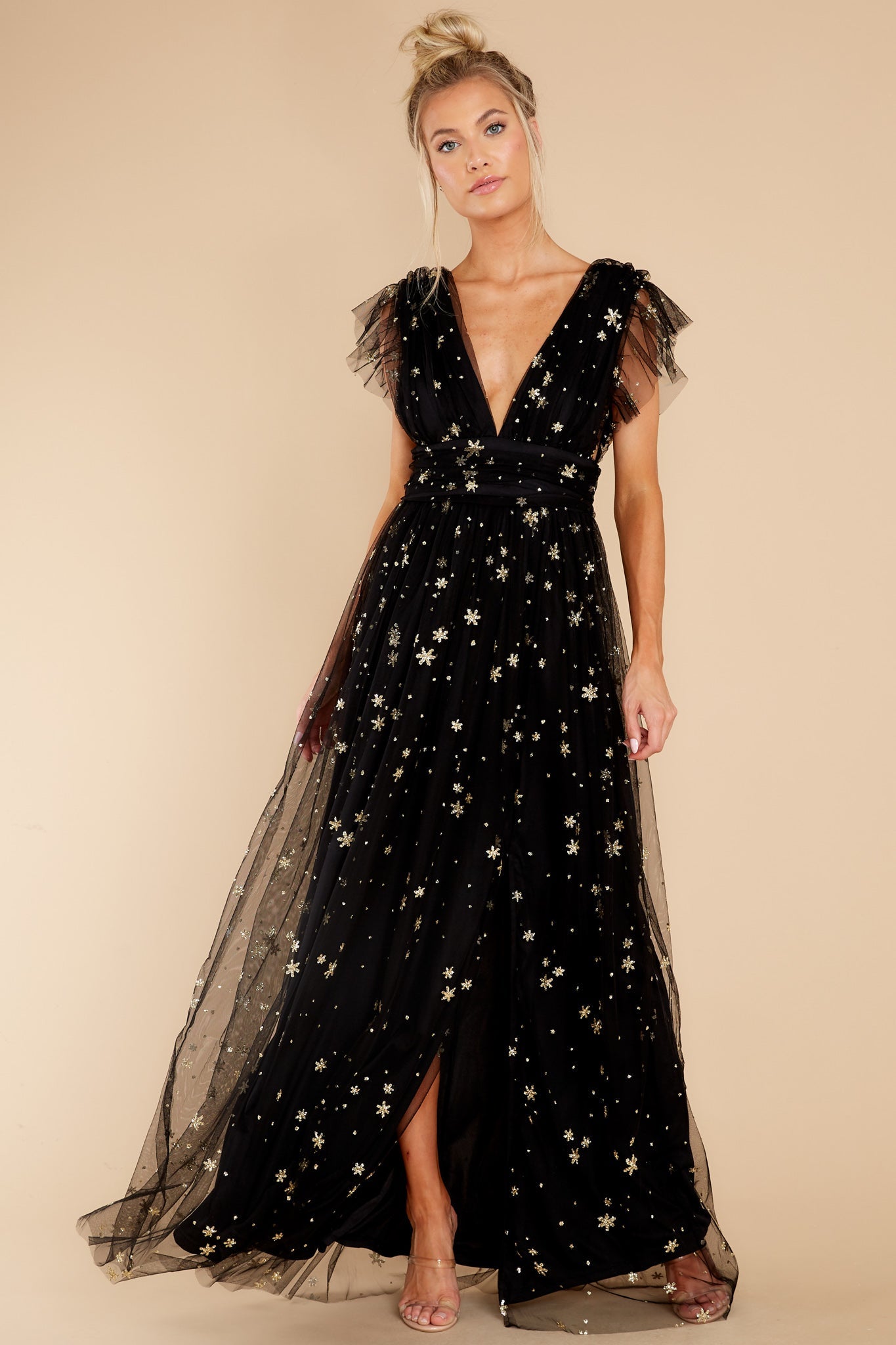 Stargazing Sparkle Black Maxi Dress