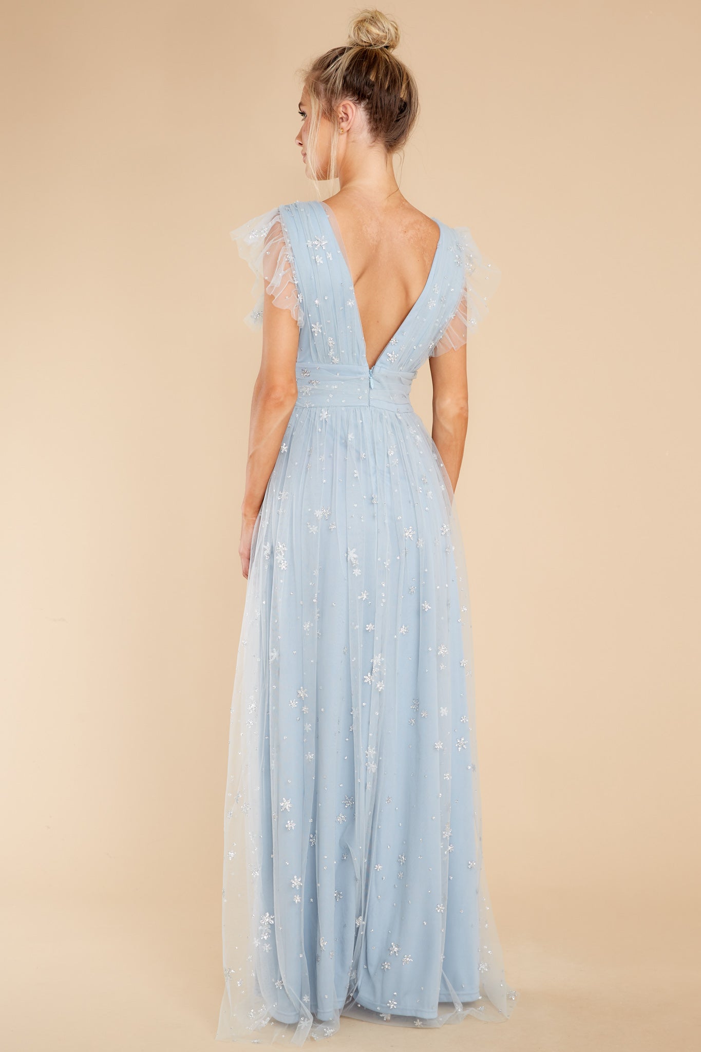 Stargazing Sparkle Powder Blue Maxi Dress