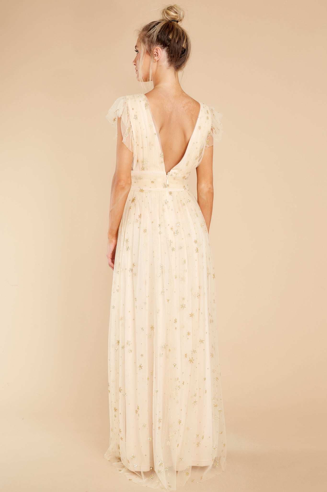 Stargazing Sparkle Beige Maxi Dress