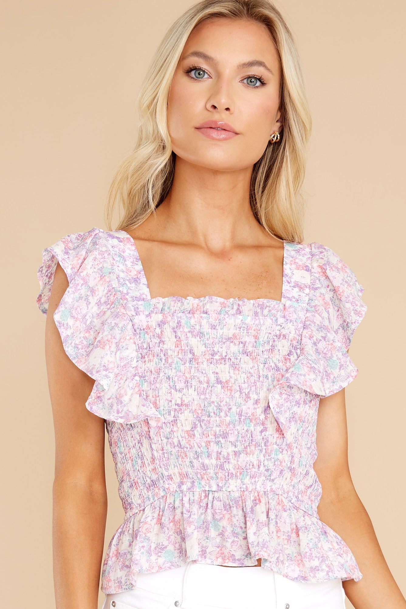 Flirty Frills Lilac Floral Print Top