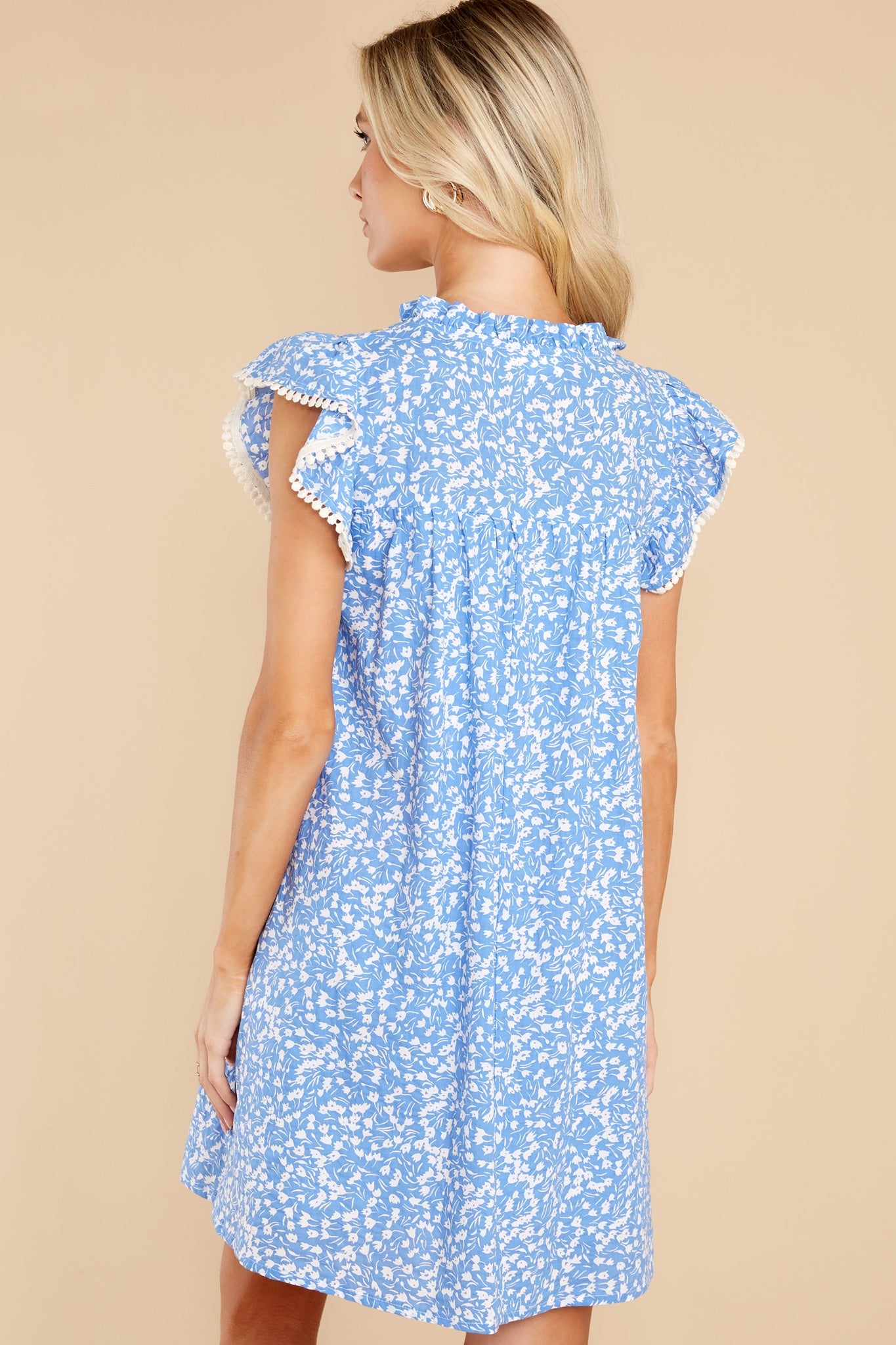 Dreaming Of Love Blue Floral Print Dress