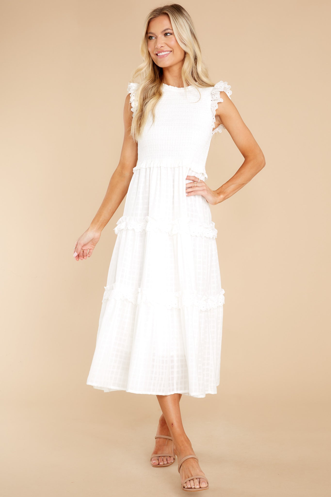 Sensational Smile White Midi Dress