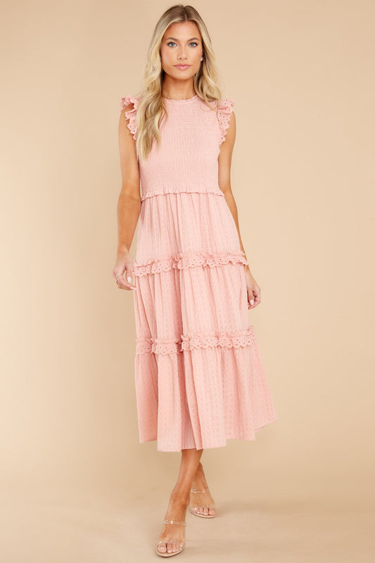 Sensational Smile Blush Pink Midi Dress