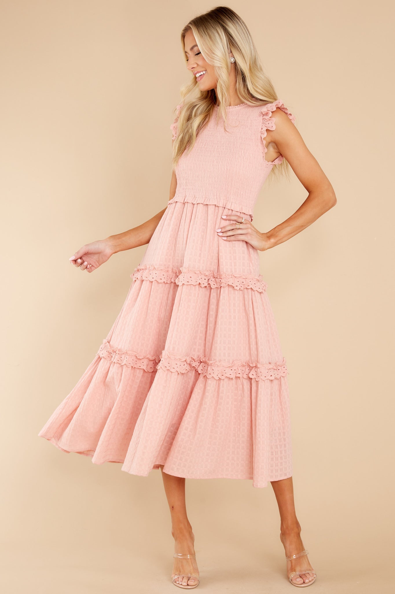 Sensational Smile Blush Pink Midi Dress