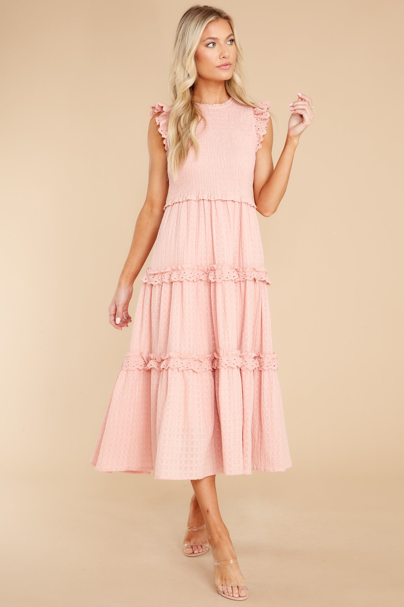 Sensational Smile Blush Pink Midi Dress