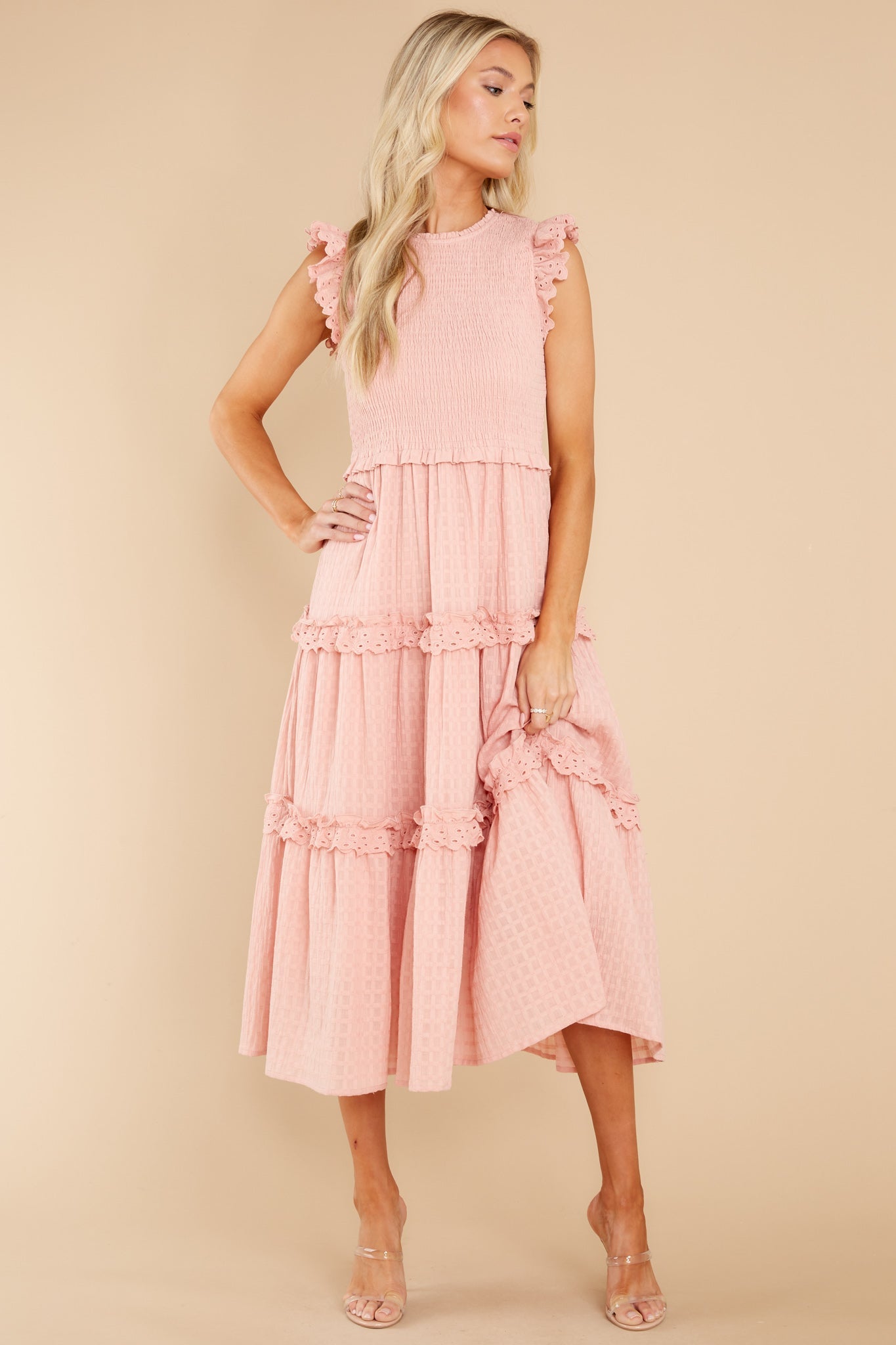 Sensational Smile Blush Pink Midi Dress