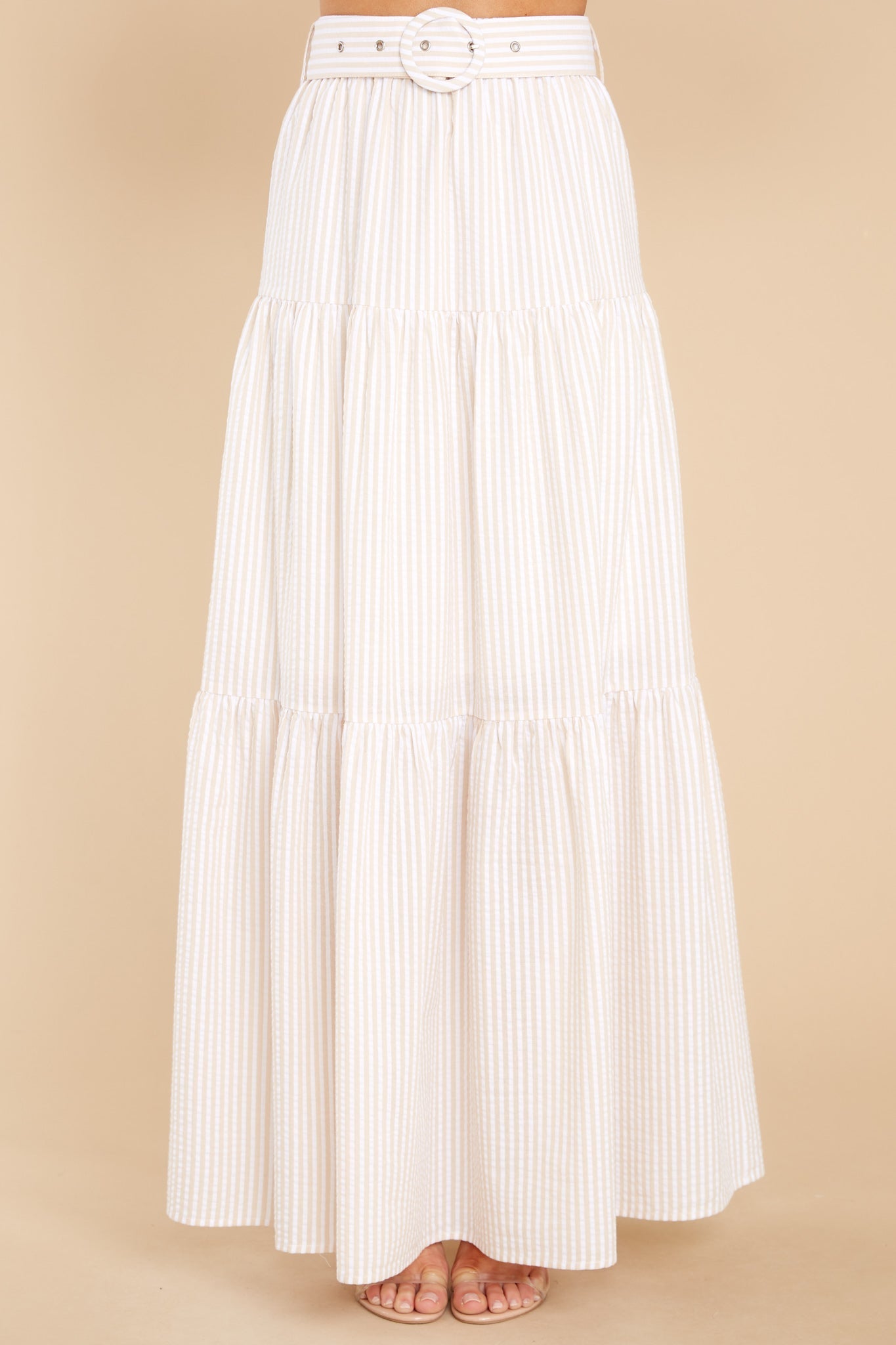Lune White Beige Midi Skirt