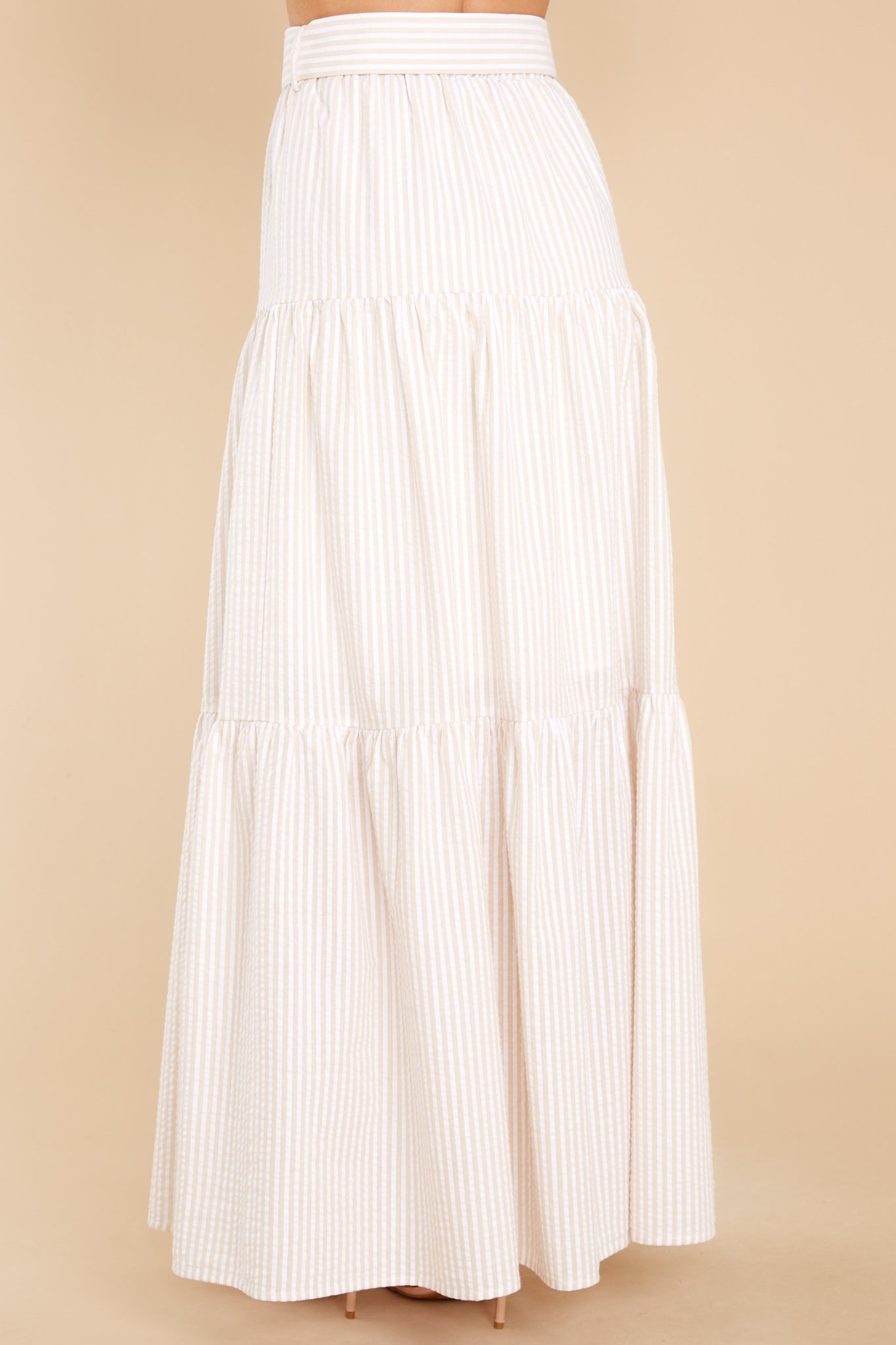 Lune White Beige Midi Skirt