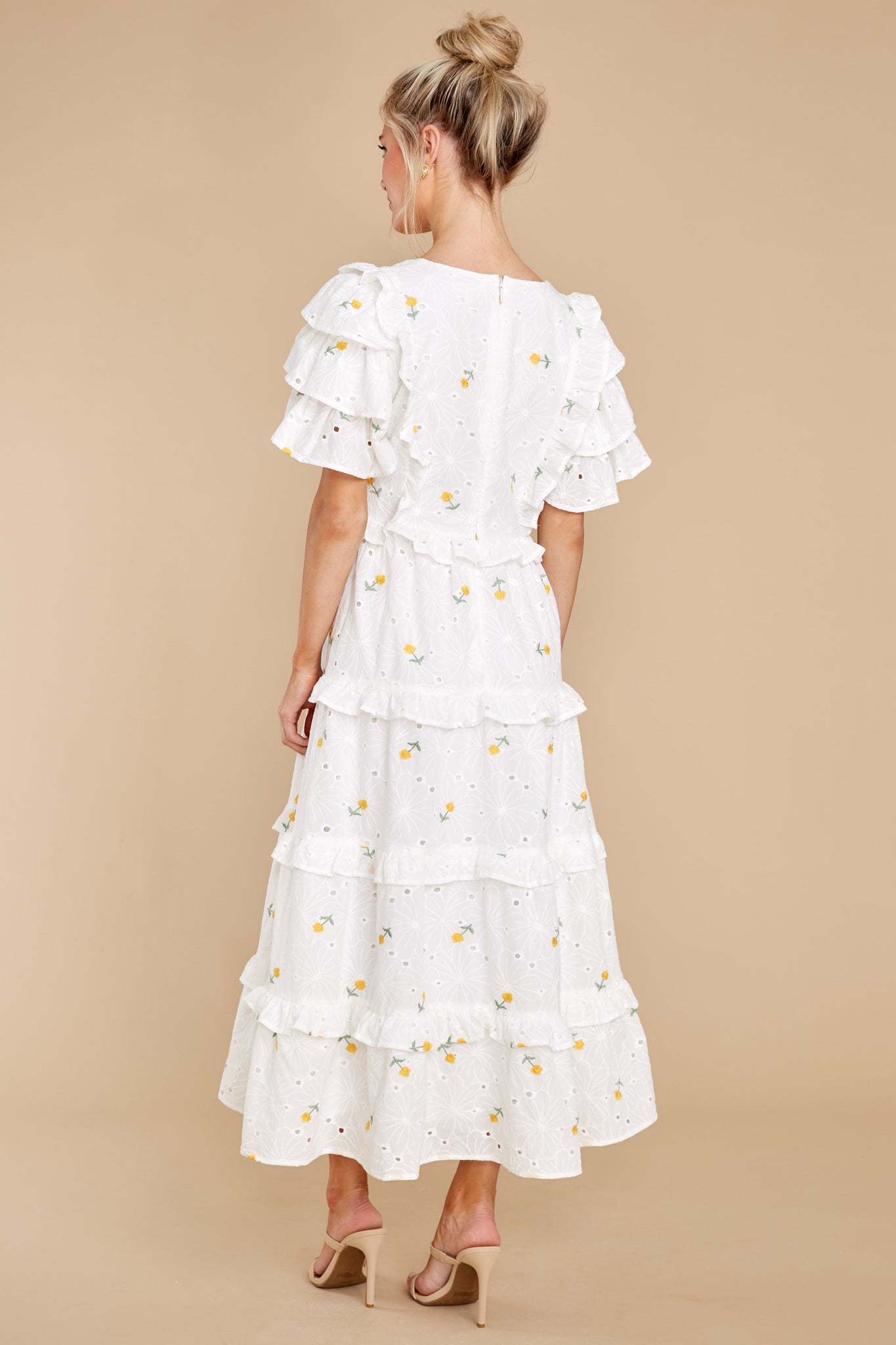 Windswept Fields Ivory Floral Print Dress