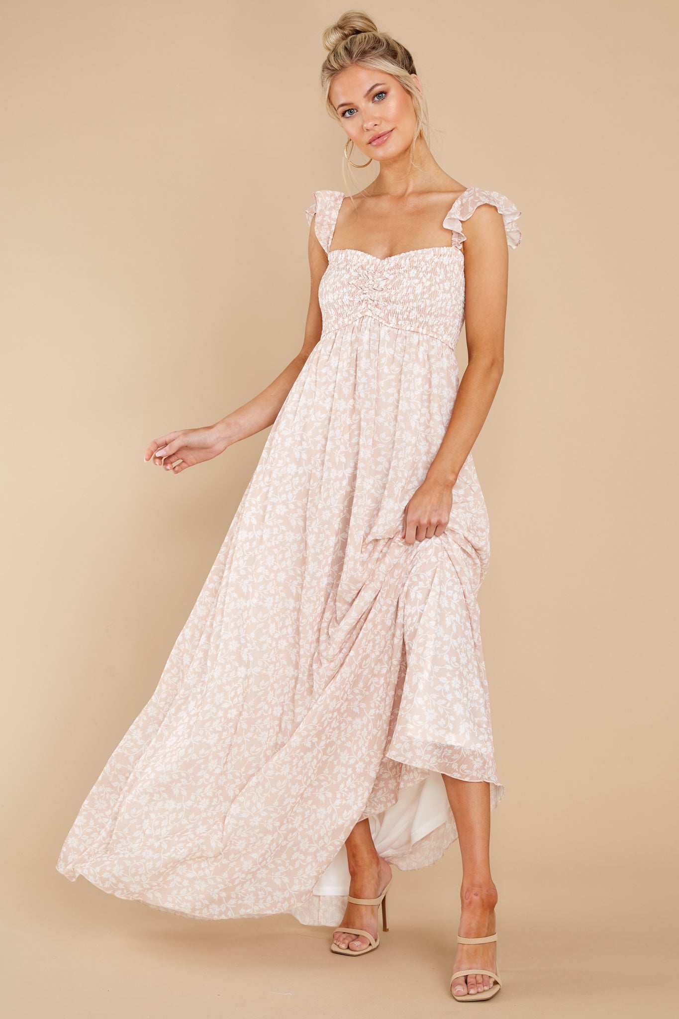 Through The Valley Sand Floral Print Maxi Dress