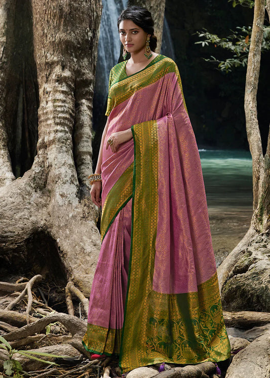 Kobi Green Zari Woven Kanjivaram Silk Saree