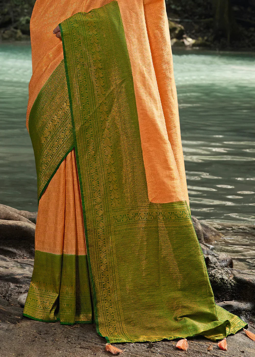 Red Sand Orange Zari Woven Kanjivaram Silk Saree