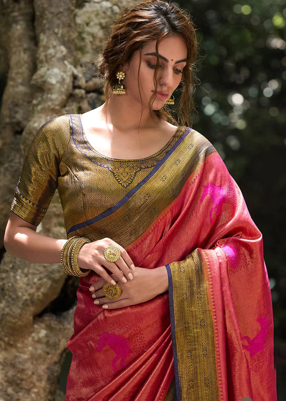 Shades Of Pink Zari Woven Kanjivaram Silk Saree