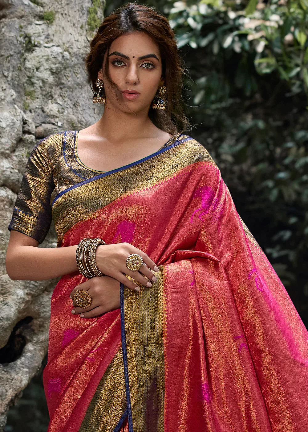 Shades Of Pink Zari Woven Kanjivaram Silk Saree