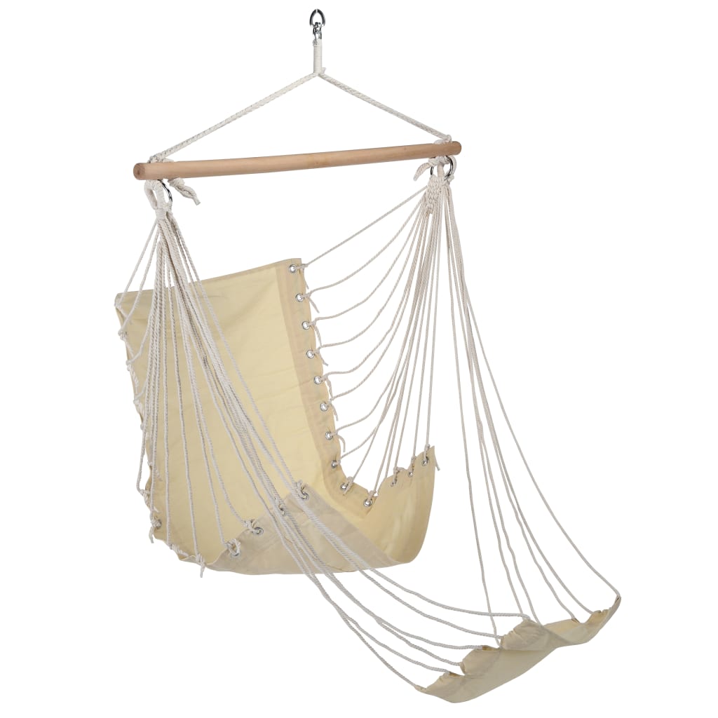 Hängestuhl mit Fußstütze Beige Baumwoll-Segeltuch