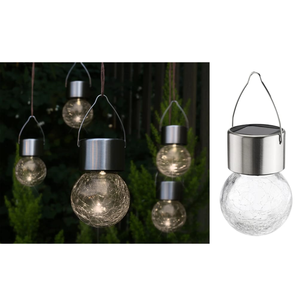 Solar-LED-Lichter zum Aufhängen 5 Stk. Risse-Glas-Design