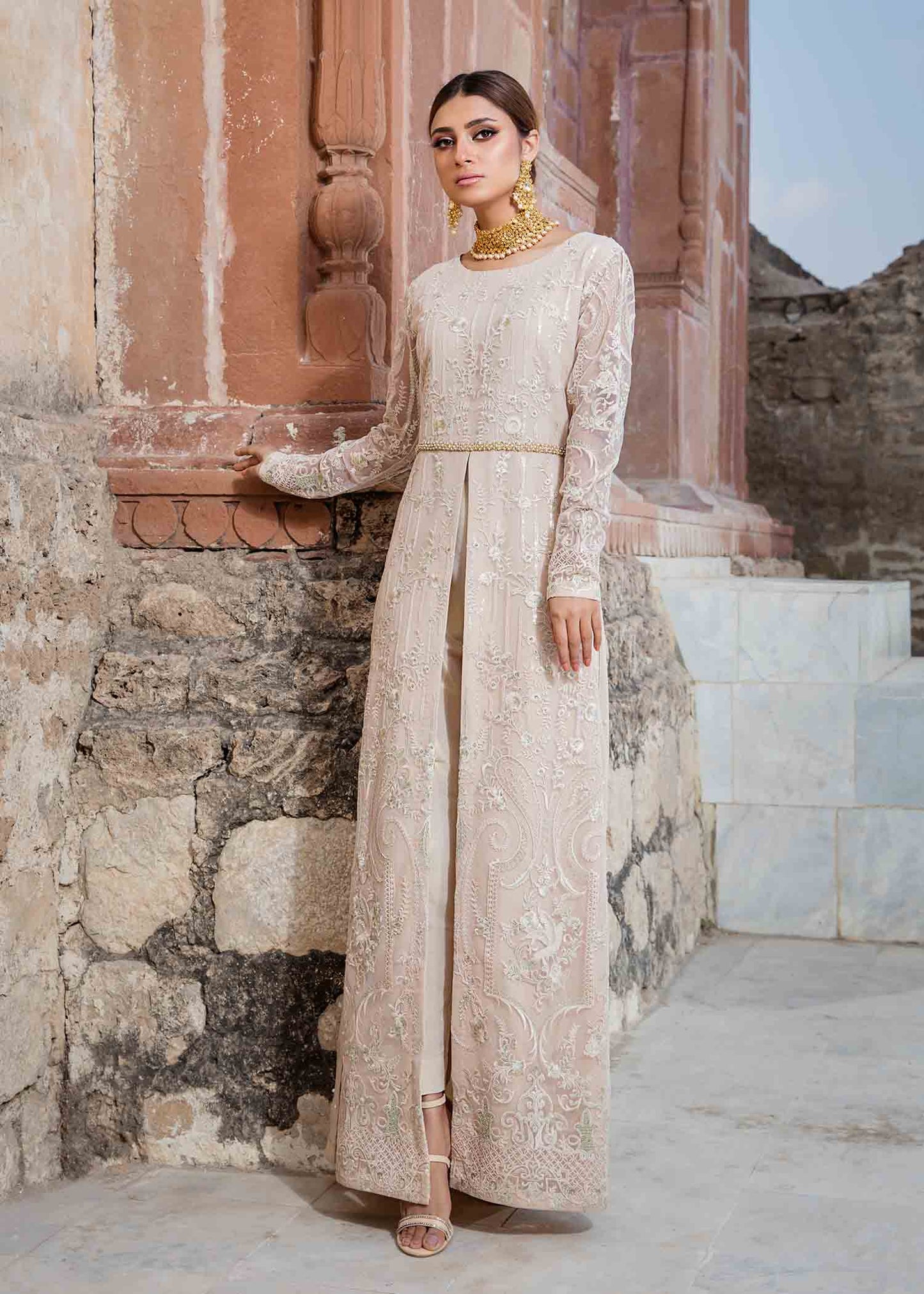 Threads & Motifz - EMBROIDERED NET DRESS - 6564 (US-LWH)