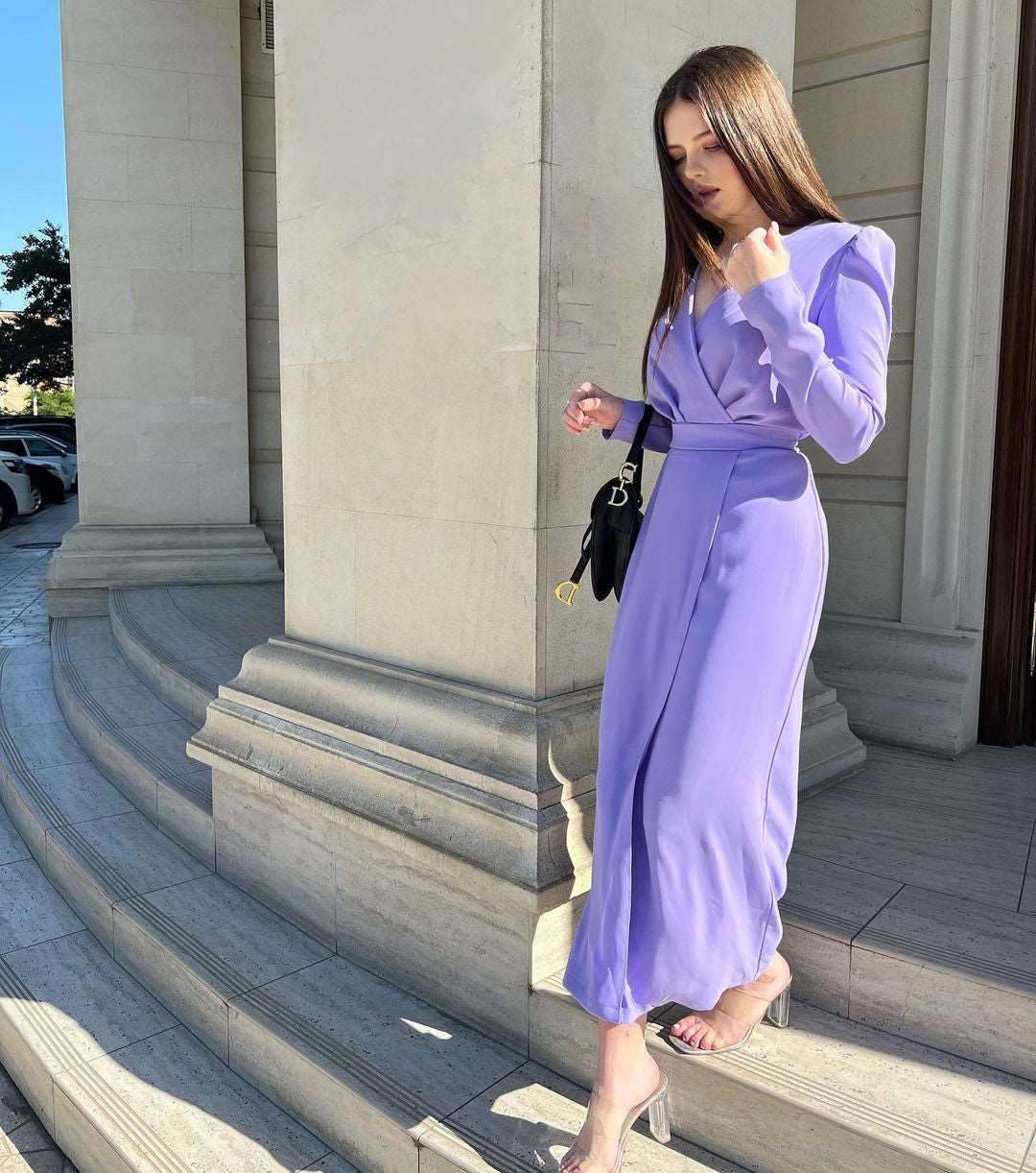 Carolina Pigeon Overlap Gathered Maxi Dress