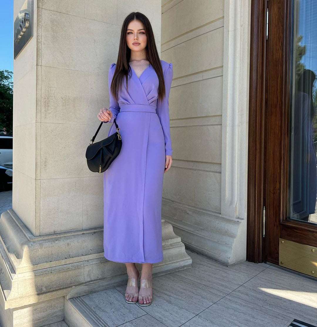 Carolina Pigeon Overlap Gathered Maxi Dress