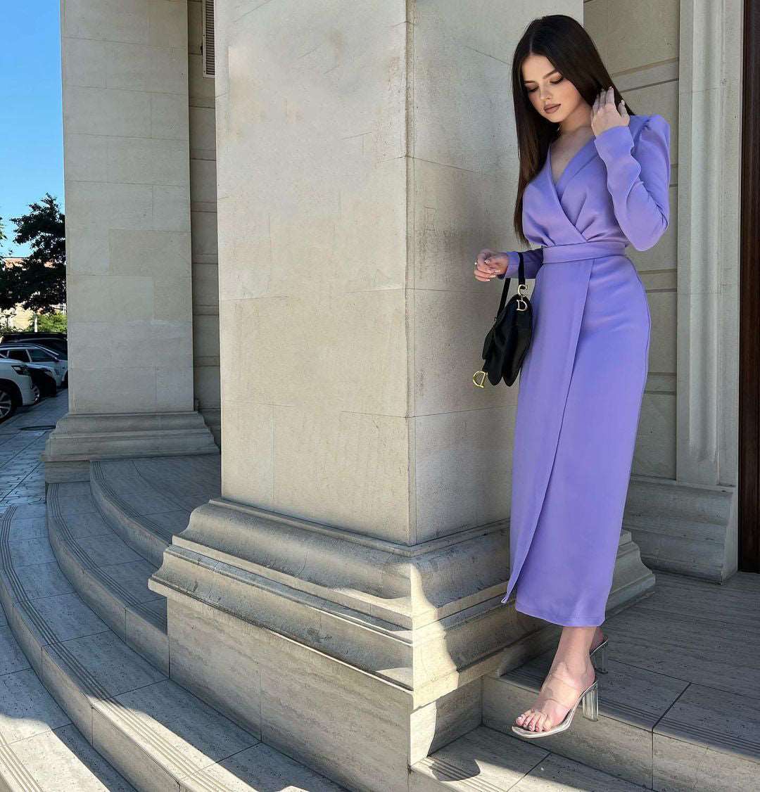 Carolina Pigeon Overlap Gathered Maxi Dress