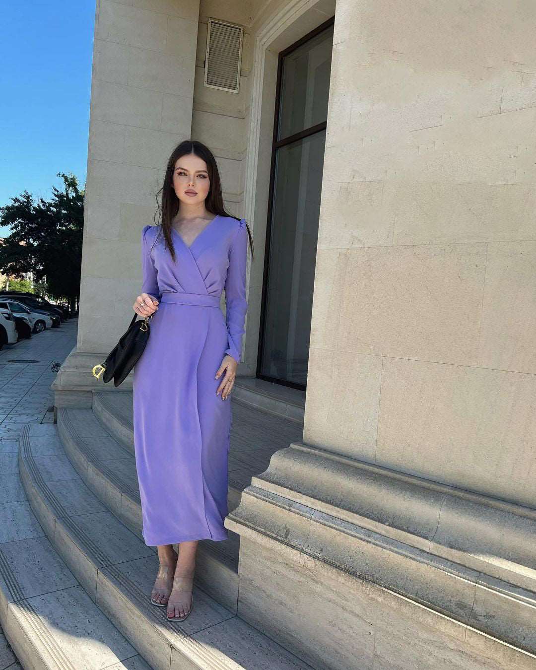 Carolina Pigeon Overlap Gathered Maxi Dress