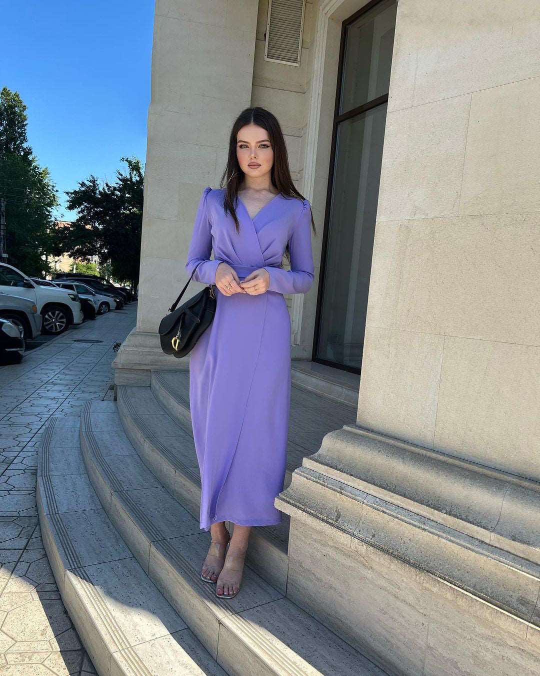 Carolina Pigeon Overlap Gathered Maxi Dress