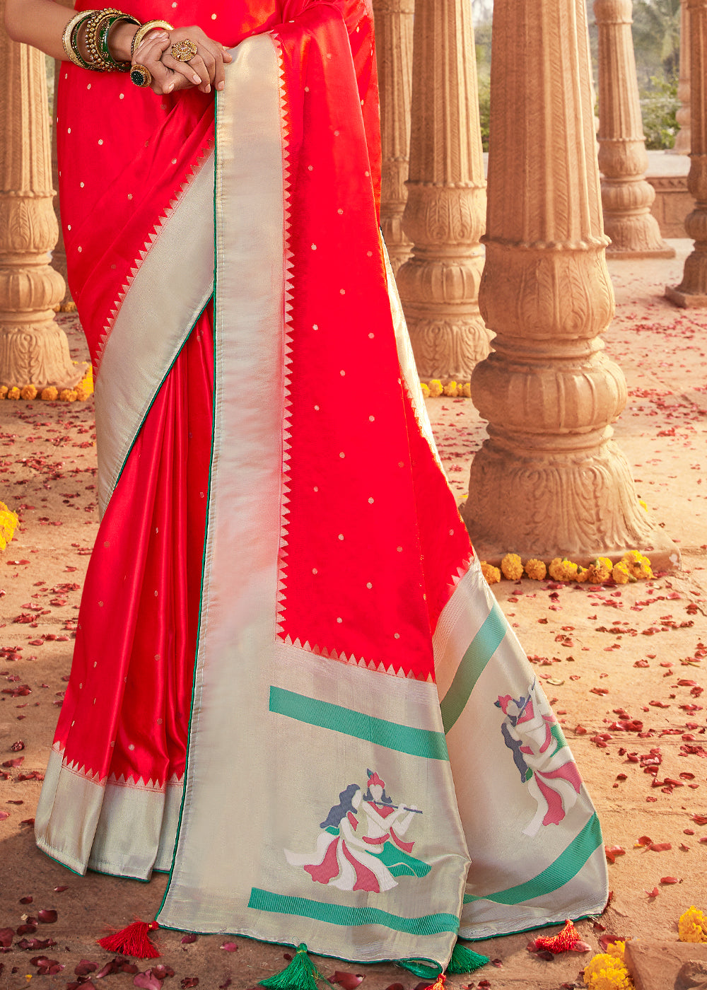 Crimson Red Woven Kanjivaram Silk Saree